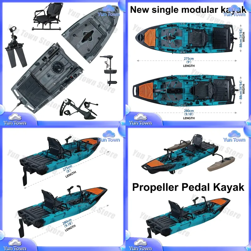 Fishing Kayak Pedal Drive - Модульный каяк 9,5 футов с педальным