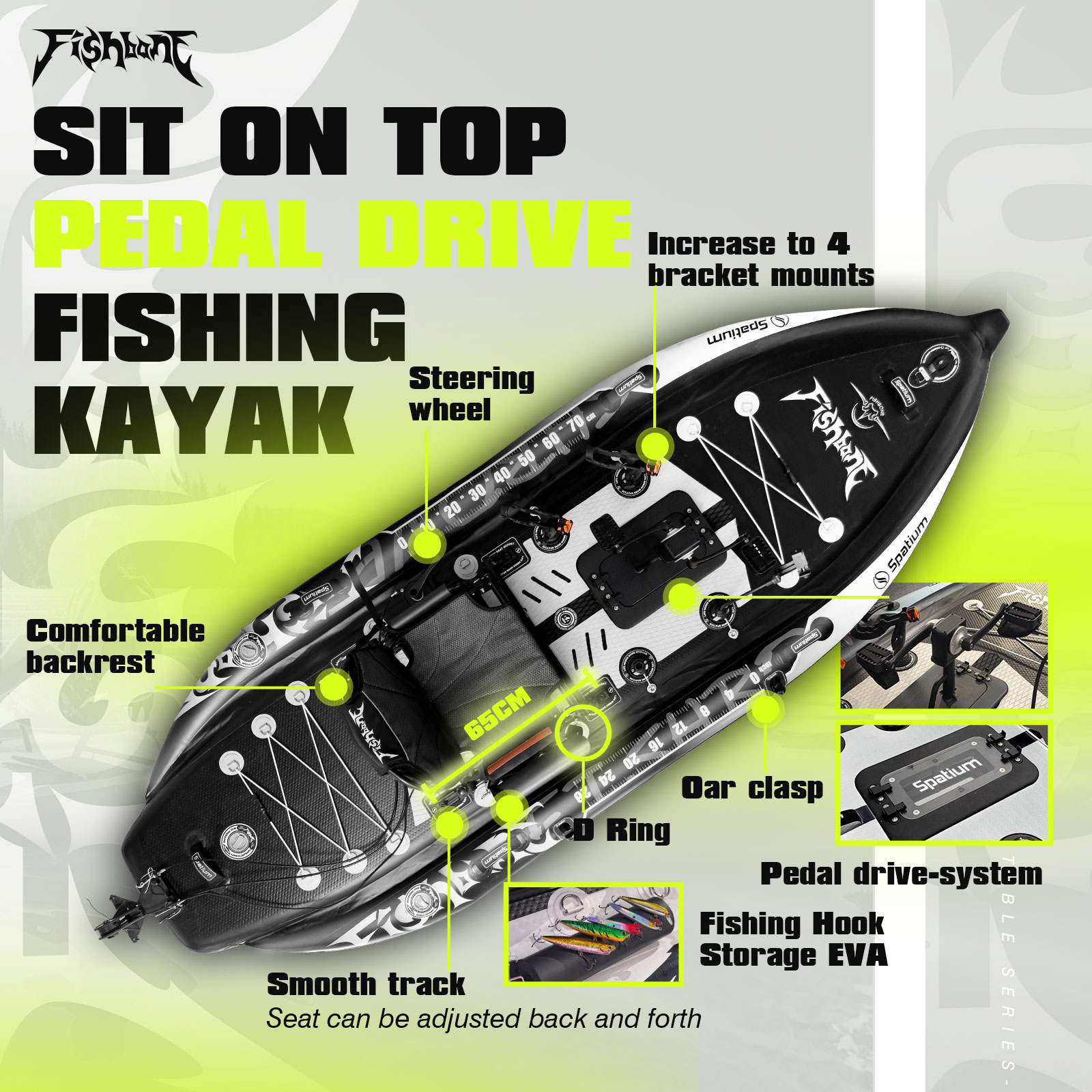 Надувной рыболовный каяк Spati – обзор и цена Fishing Kayak Pedal Drive